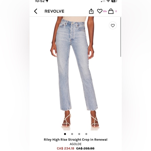 Agolde Riley High Rise Straight Crop (size 23) - Picture 1 of 4